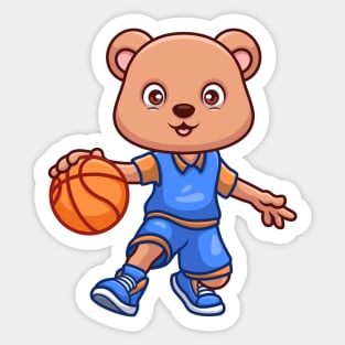 Basketball Bear Cute Cartoon Sticker